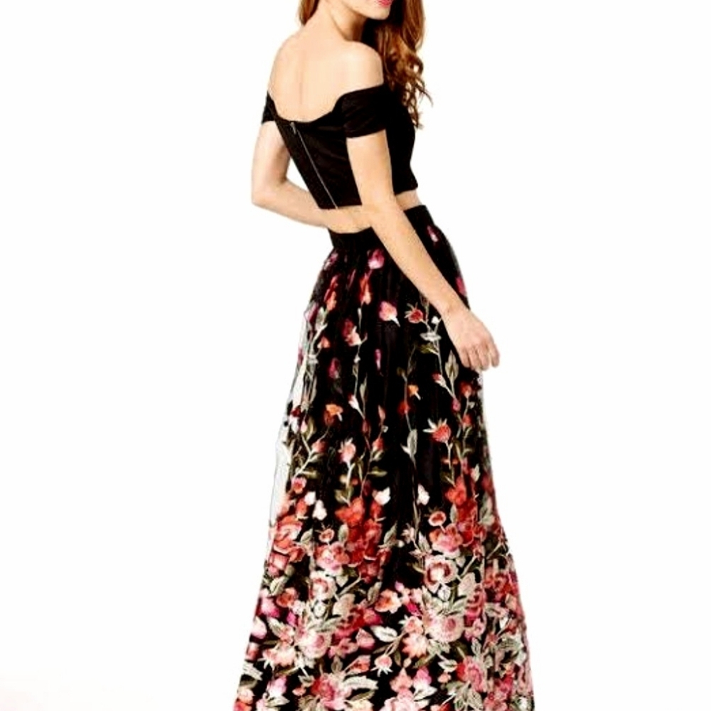 TRIXXI Embroidered Formal Full Maxi Skirt
